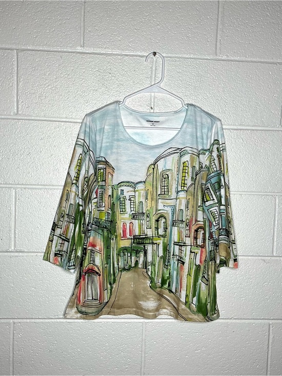 Allison Daley Tops - < Allison Daley Cityscape 3/4 Sleeve Top Size Medium >